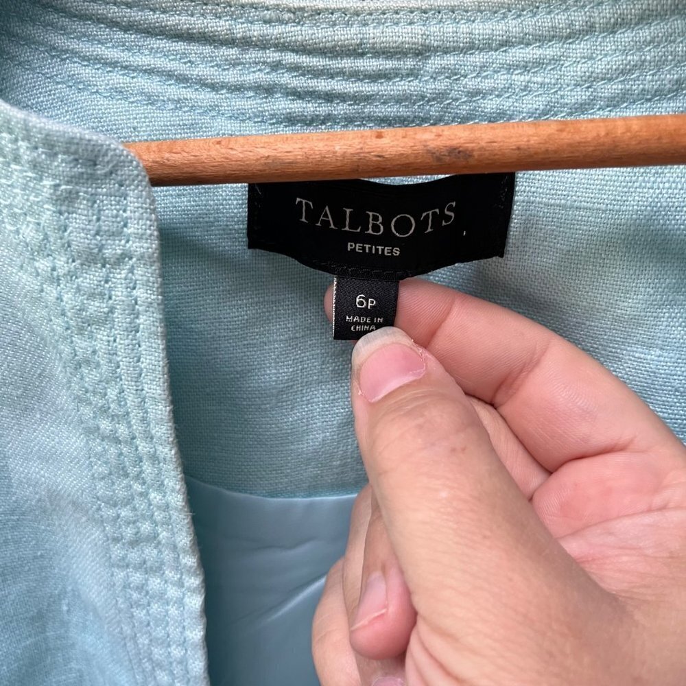 Talbots Open Front 100% Linen Blazer, Size 6p - image 5